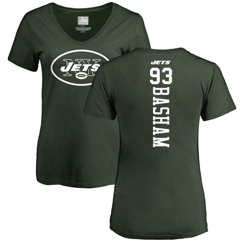 New York Jets Green Women Tarell Basham Backer NFL Football #93 T Shirt